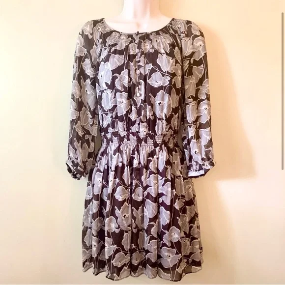 brown and cream floral dress Zafira Midi Dress - Brown Cream Floral